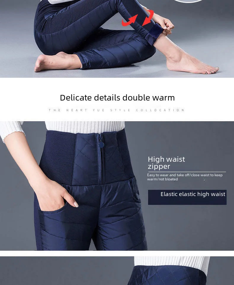 Winter New Style High-waisted Thickened Downcotton Wadded Trousers Women's Slimming Cotton Wadded Pants Windproof Warm Outerwear