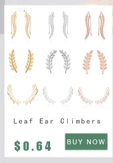 Jisensp Boho Vintage Botanical Leaf Ear Climbers Statement Stud Earrings for Women Bridal Jewelry Leaves Branch Ear Crawlers