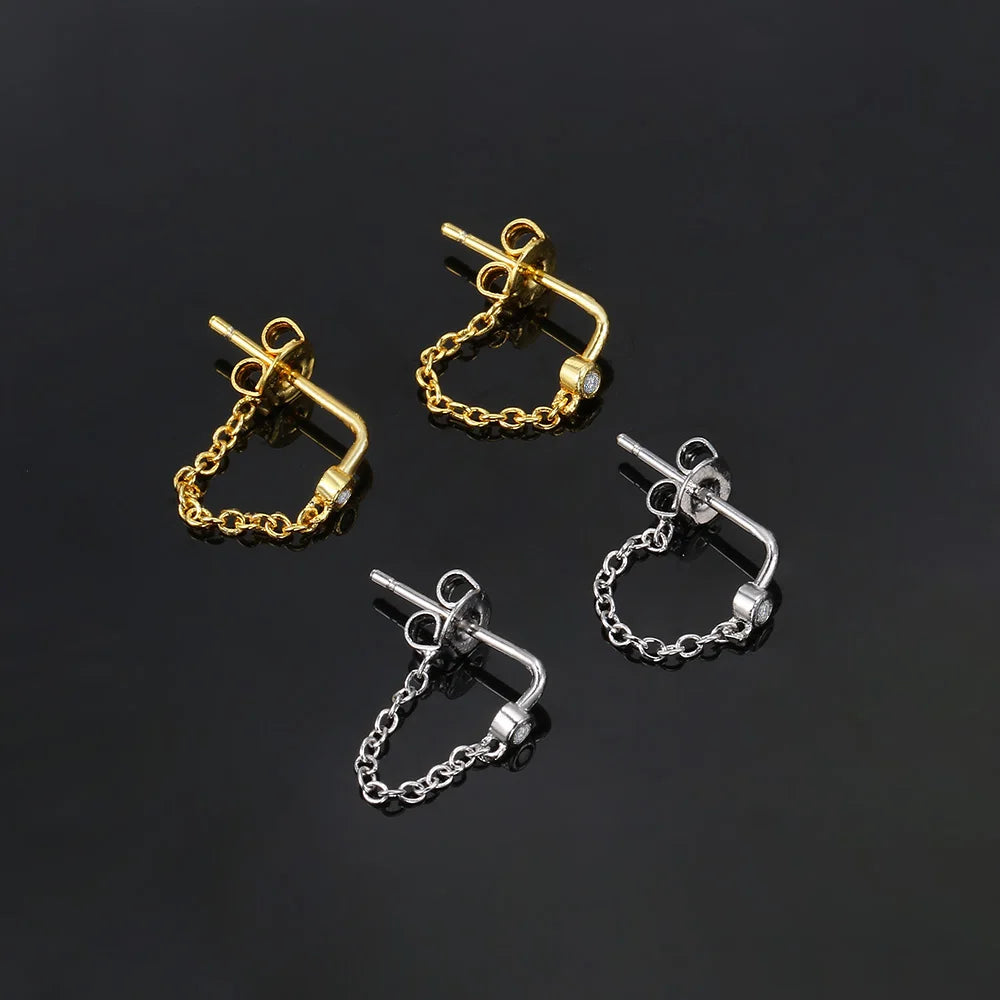 Ear Lobe Helix Hoop Chain Piercing Earrings Zircon Gold Color Tragus Rook Ear Cartilage Accessories Women Jewelry Gift Wholesale