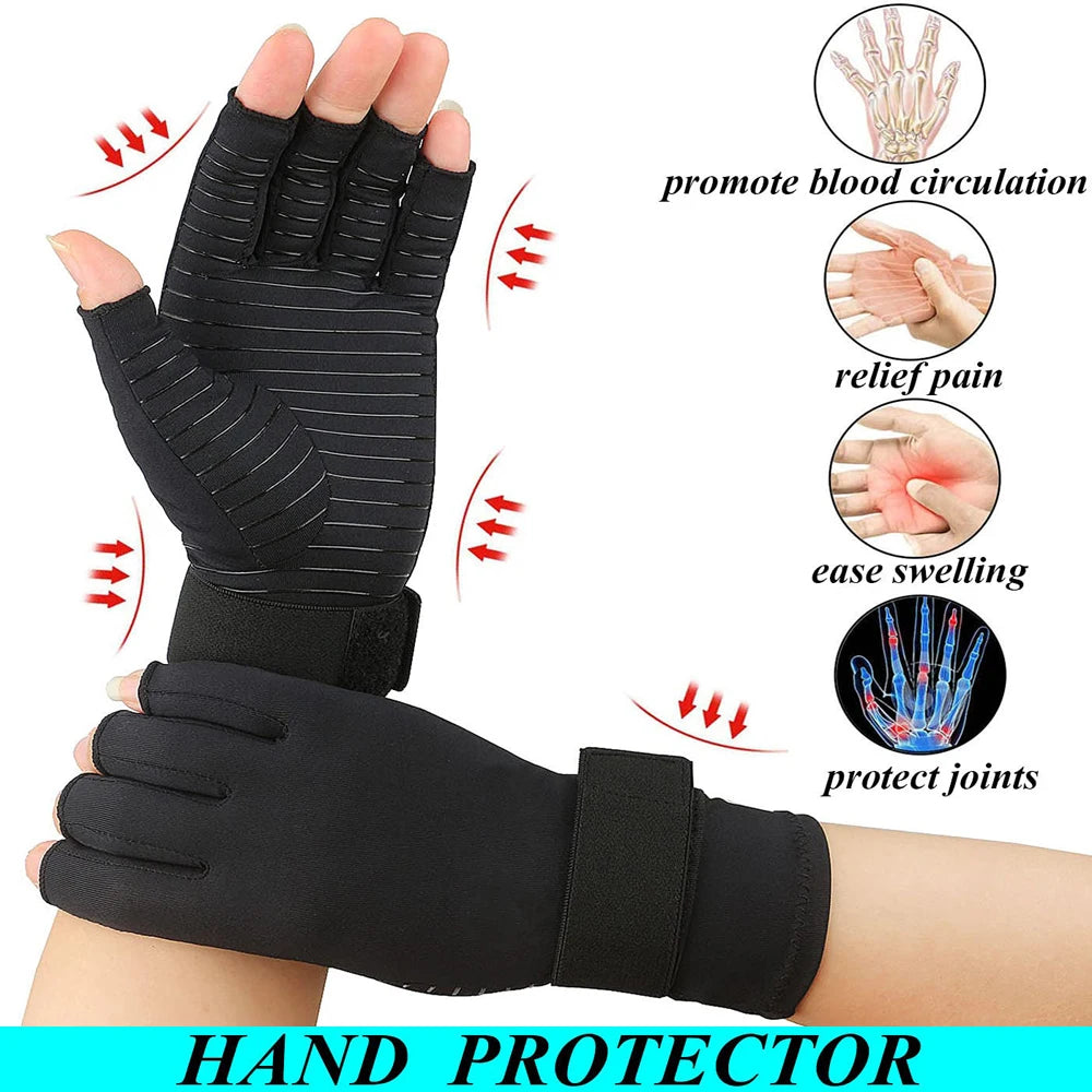 1Pair Compression Arthritis Gloves with Strap,Carpal Tunnel,Typing Joint Pain Relief Women Men Therapy Wristband