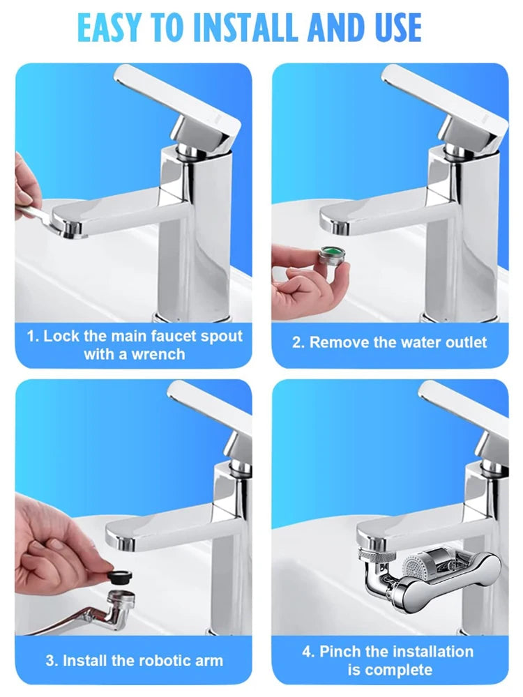 Metal Universal Rotation Extender Faucet Aerator Splash Filter Kitchen Tap Washbasin Faucets Bubbler Nozzle Robotic Arm