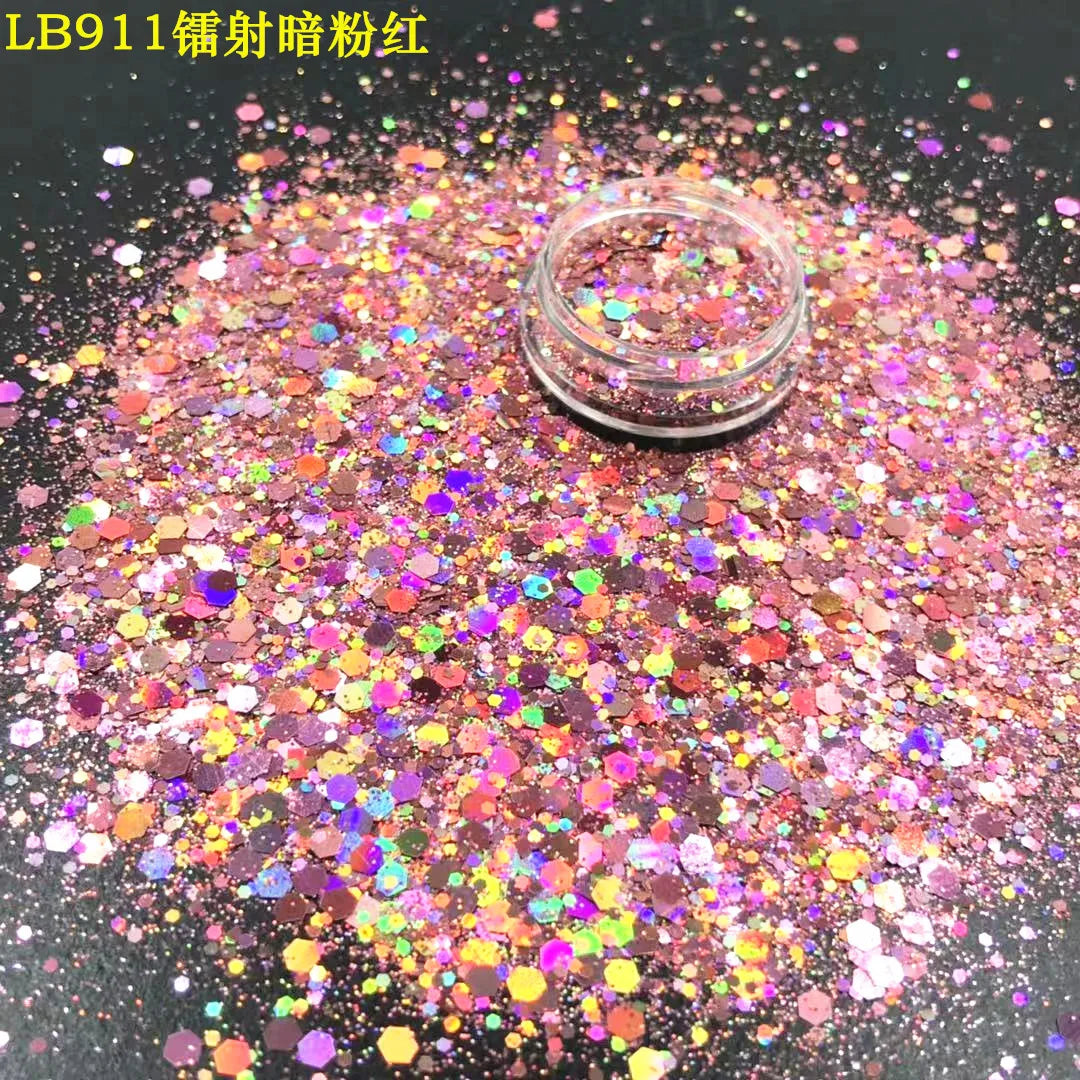 24 Colors Holographic Chunky Glitter 24 Colors Total Laser Nail Glitter Flakes Chunky Holographic Laser Nail Glitter