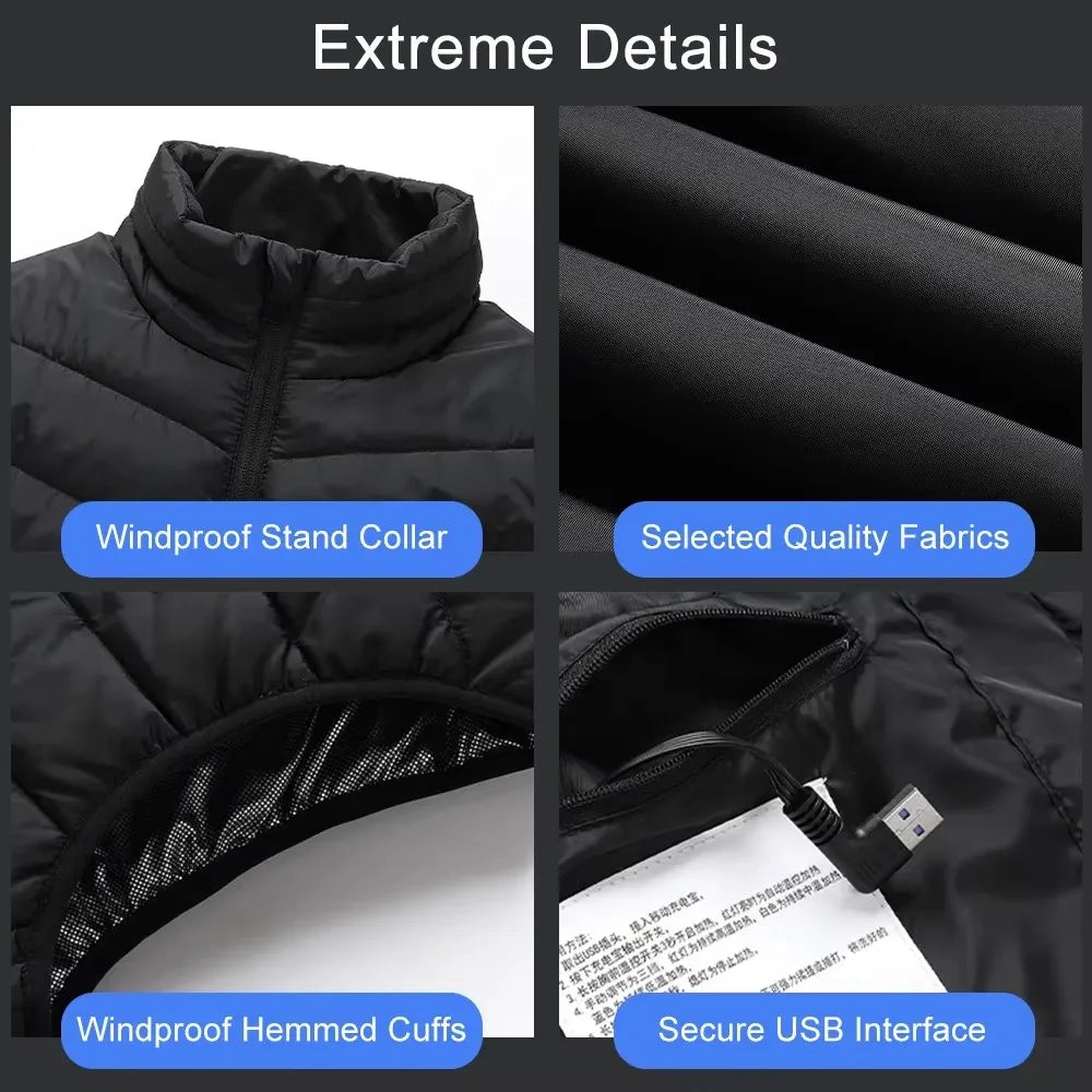 Electric Heating Vest Heated Down Jacket Man Heated Vest Men Women Usb Heated Jacket Heated Body Warmer Clothing Veste