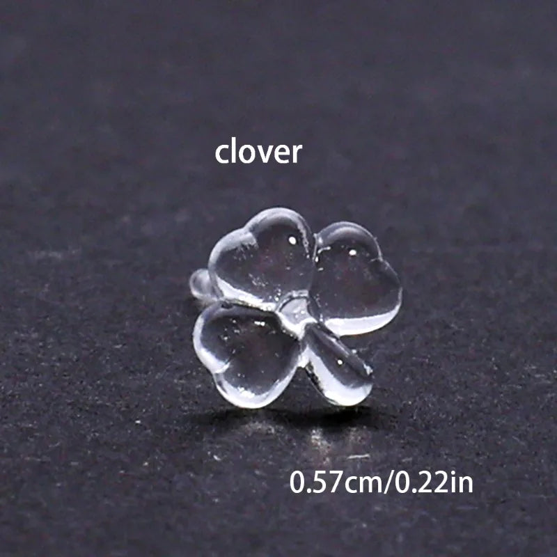 2/100Pcs Mini Resin Ear Studs for Women Anti-allergy Prevent Allergy Transparent Girls Invisible Cute Earring Piercing Jewelry