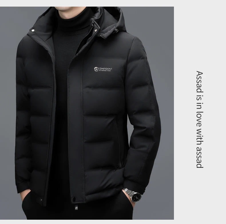 YX-2602 Winter New Men's Short Down Jacket Thickened And Velvet Warm Brand Authentic Business And Leisure White Duck Down Top