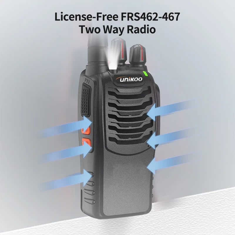 2 pcs UNIKOO Long Range Walkies Talkies Set FRS Two Way Ham Radios UHF Mini Walkie Talkie Set Transceive For Camping Hotel UK226