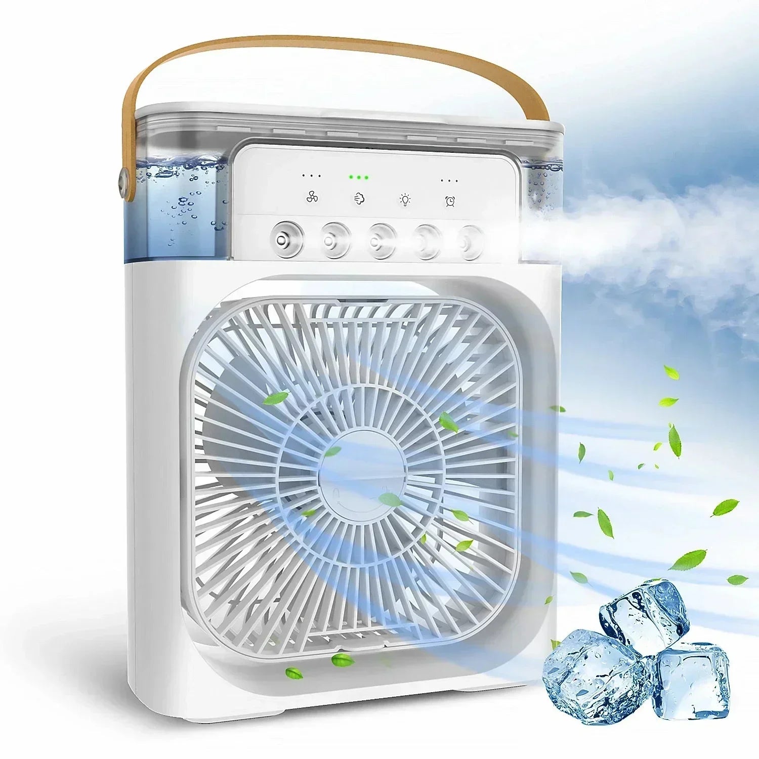 Portable Humidifier Fan 3 in 1 Air Conditioners USB Electric Fan LED Night Light USB 3 Speed Household Small Air Cooler Fans