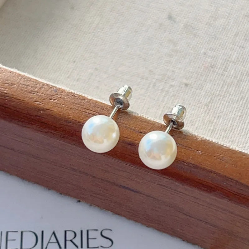 Korean Small Pearl Earrings Set Luxury Ear Studs Simply Fashion Wedding Jewelry Sweet Girls Ear Accessory Women Daily Earrings