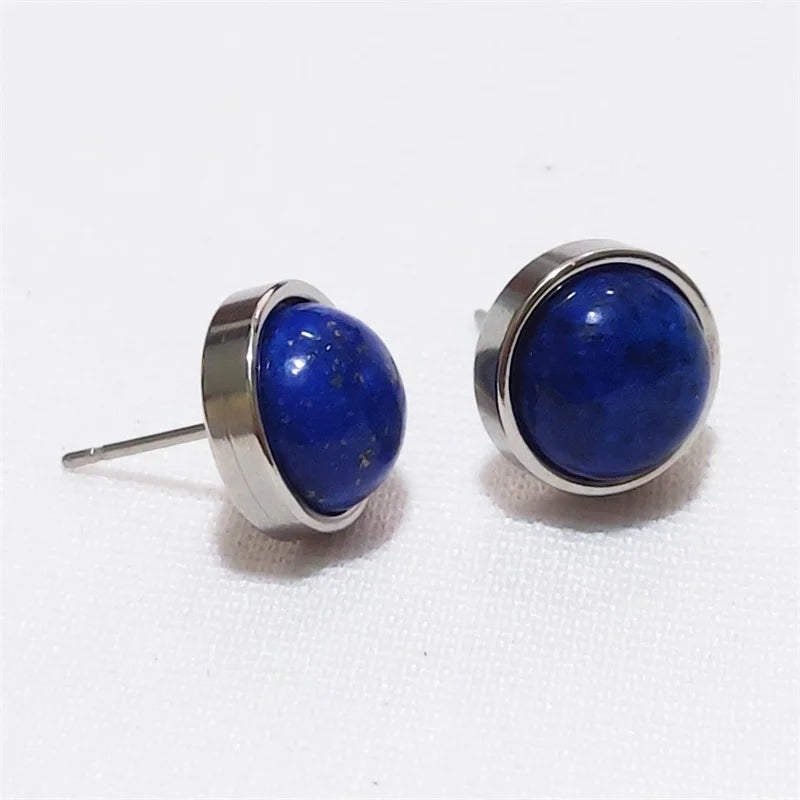 Natural Stone Earrings Healing Crystal Quartzs 10mm Round Beads Steel Stud Fashion Ear Jewelry for Women Girl Wholesale