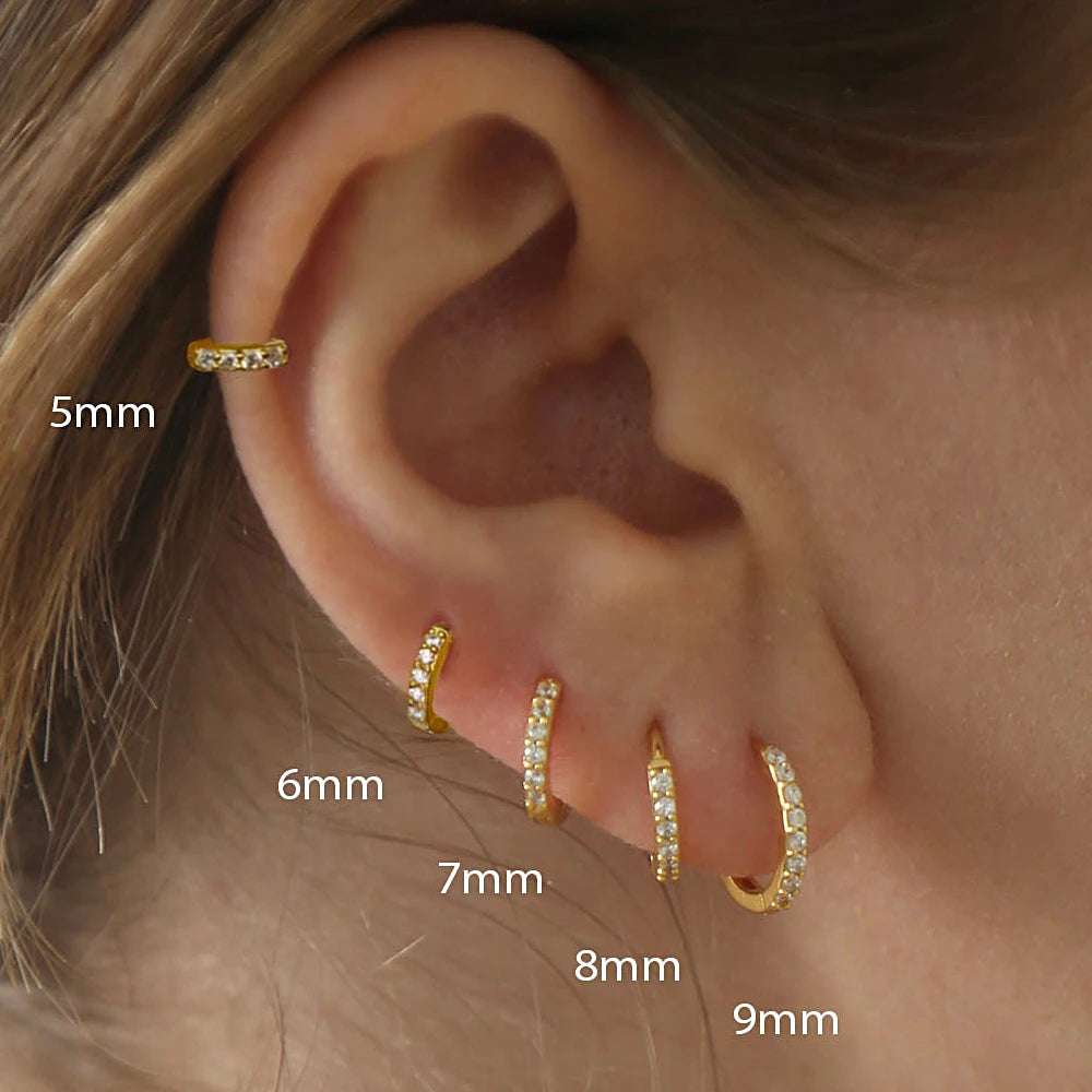 1Set Stainless Steel Minimal Hoop Earrings Circle Round Huggies for Women Punk Gold Silver Color Ear Ring Bone Stud Jewelry Gift