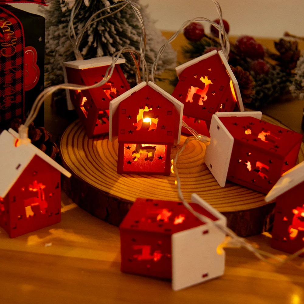 1.5M 10LED Christmas Theme Christmas House String Light For Home Fairy Lamp Garland Xmas Tree Hanging Pendant New Year Supplies