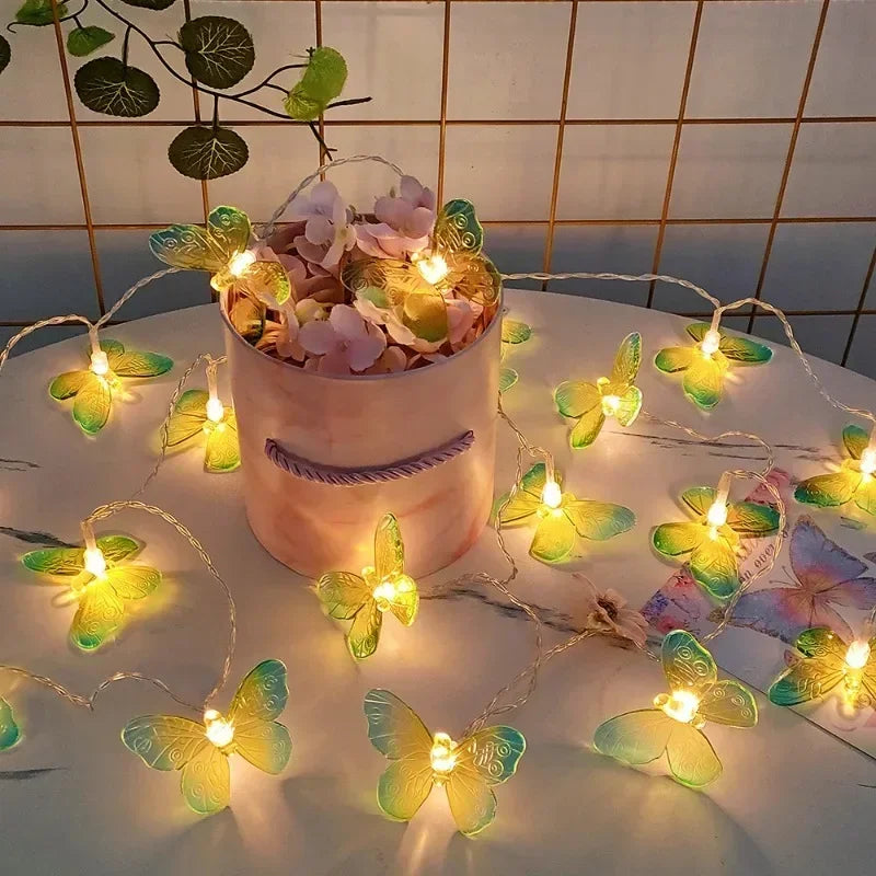 1M 3M LED Butterfly String Lights Battery Powered Fairy Lights Room Garland Curtain Girls Xmas Brithday Wedding Party Home Decor