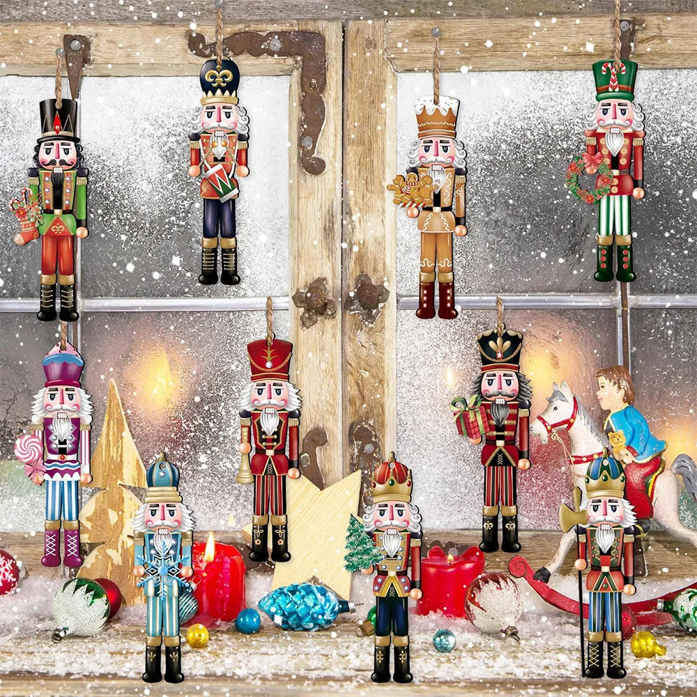 12/24/36Pcs Christmas Wooden Pendant Nutcracker Soldier Hanging Ornament Wood Gift For Xmas Tree New Year Party Home Decoration