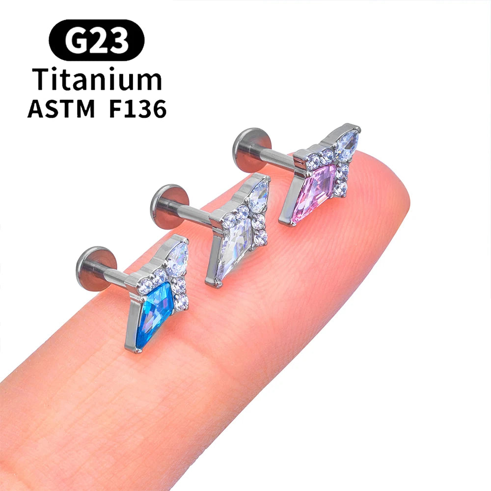 G23 Titanium Piercing Ear Studs Leaf Flower Shape CZ Top Lip Tragus Cartilage Helix Daith Pierc Earrings Women Body Jewelry