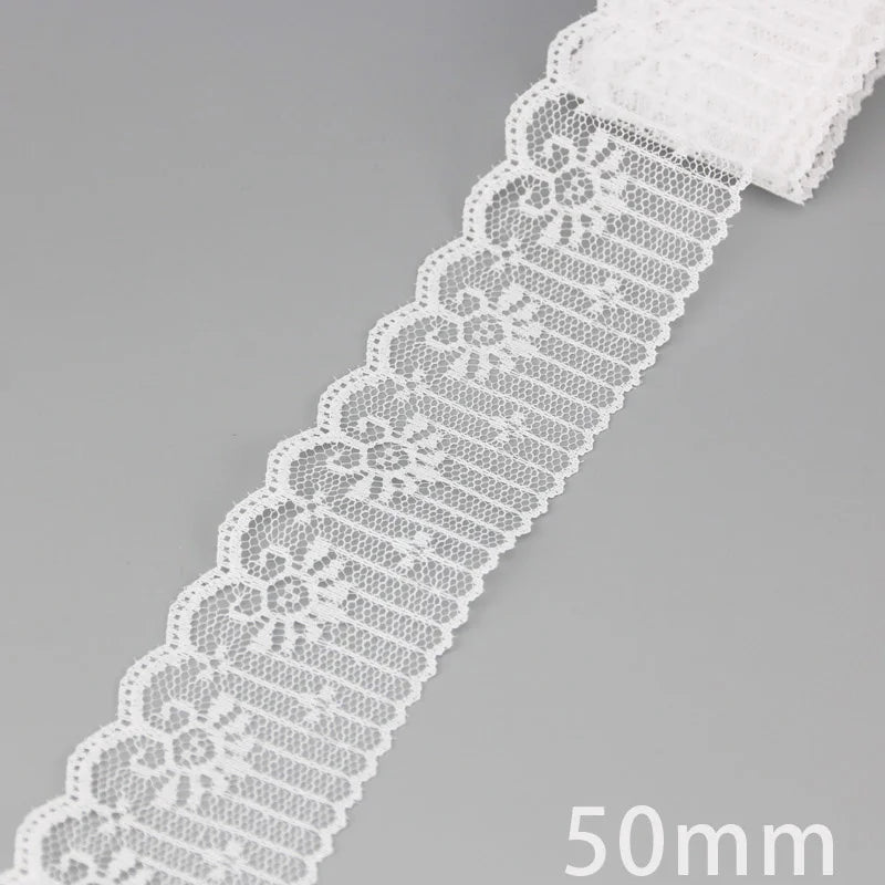 (5 yards/roll) white Lace ribbon fabric Webbing Decoration Lovely gift packing polyester Material