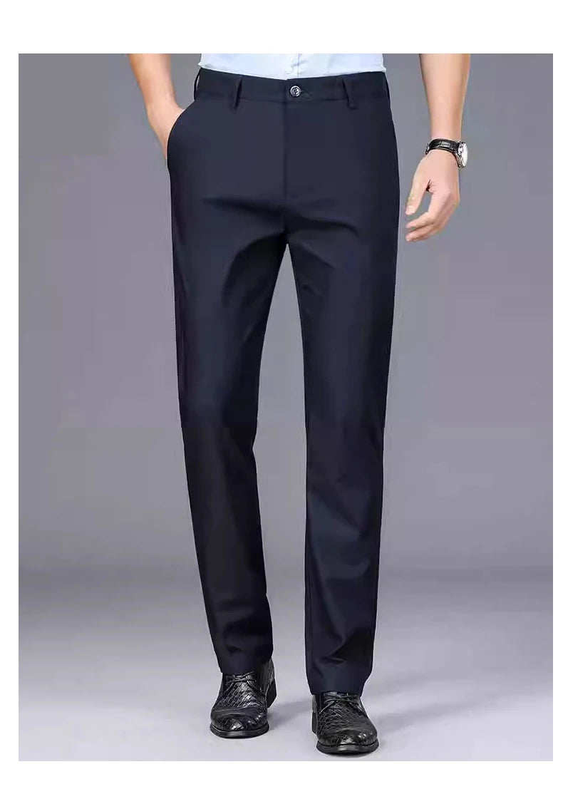 Male Pants Stretch Solid Black Smart Casual Men's Trousers Office Quick Dry Suit Pants New Spring Autumn Korean Straight Pants