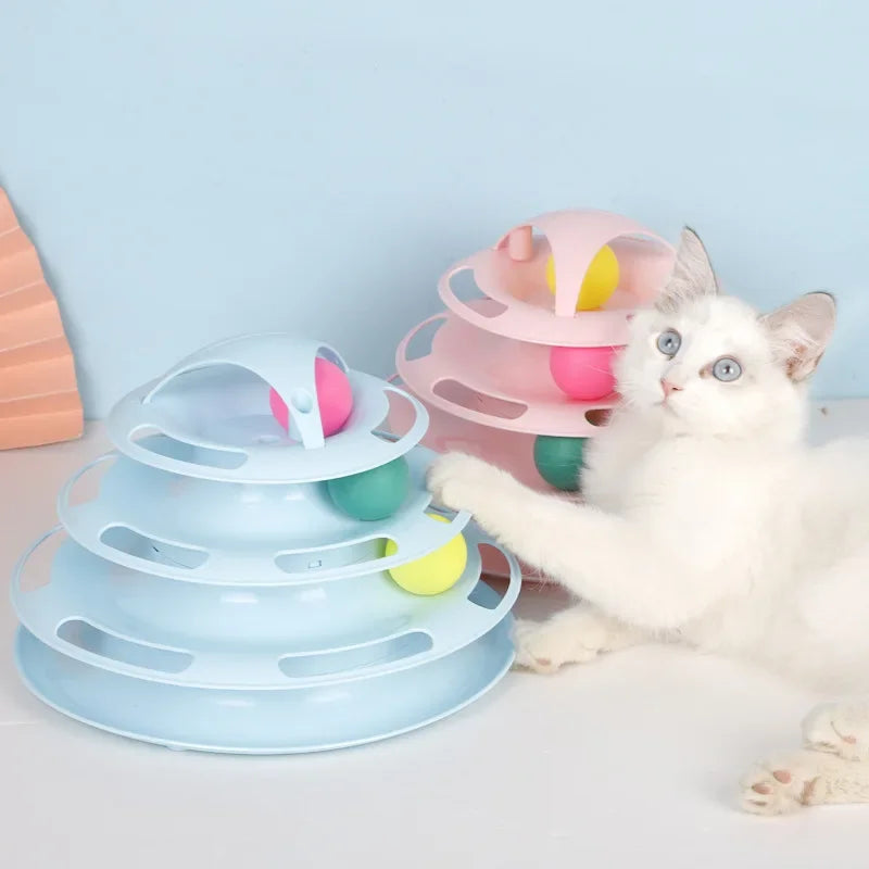 3/4 Levels Cats Toy Tower Tracks Cat Toys Interactive Cat Intelligence Training Amusement Plate Tower Pet Products Cat Tunnel