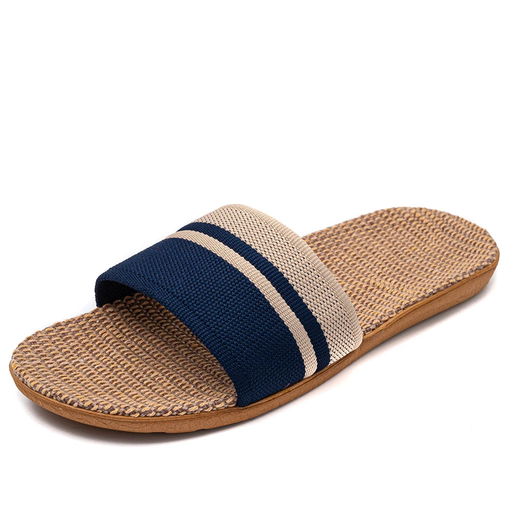 36-45  Flat Sandals Beach Slippers Summer Home Linen Lightweight Eva Non-Slip Slides For Men Women Indoor Outdoor Flip Flops