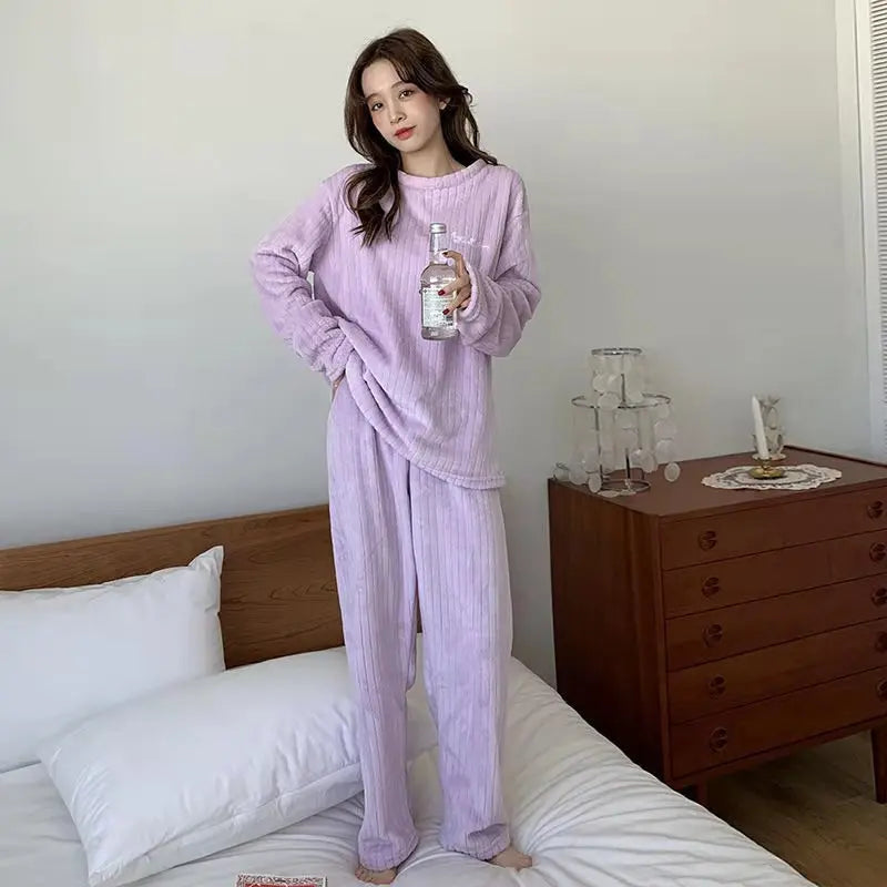 Winter Women's New Pajamas Homewear Suit Women's Fall and Winter Warm Clothes Coral Velvet Leisure Pajamas Padded Homewear