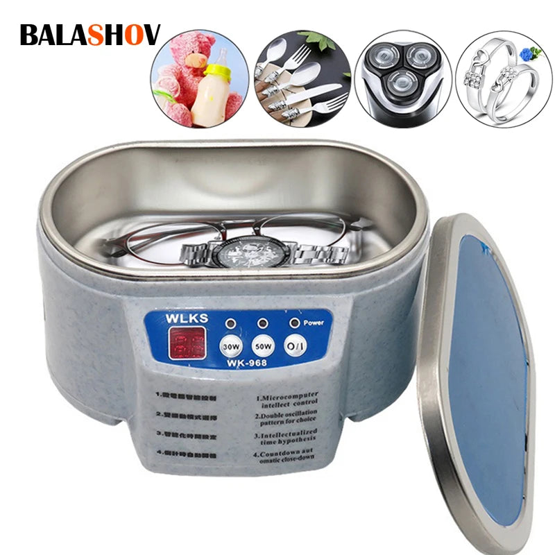 30/50W Digital Ultrasonic Cleaner Tub Dual Frequency Vibration Jewelry Parts Glasses Circuit Board Portable Watch Washer Machine