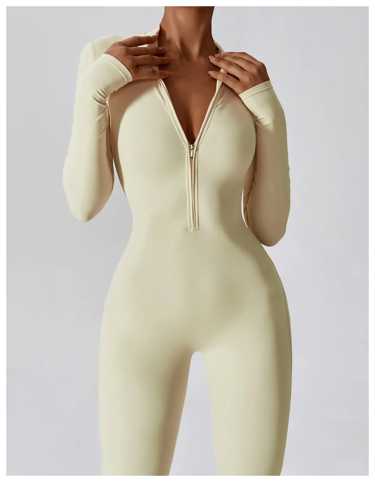 Yoga Jumpsuit Women Seamless Sports Zipper Jumpsuit Set Gym Long Sleeve Fitness Suit Elastic Gym Workout Bodysuit Athletic Wear