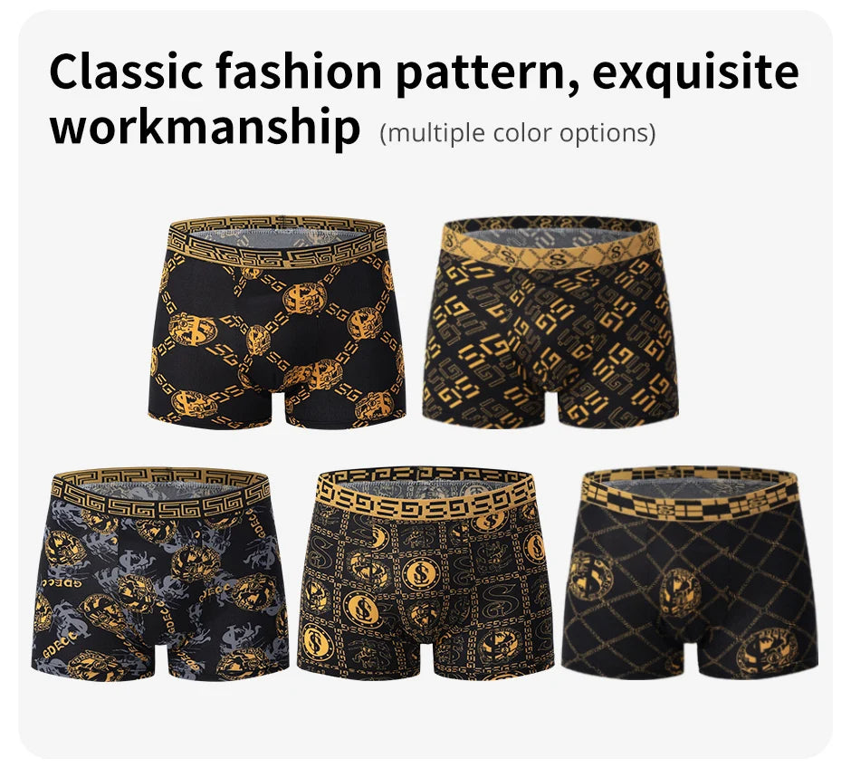 5 /10 Pack Men's Black Gold Printed Boxer Underwear Comfortable And Versatile Plus Size Sexy Young Men's Leisure Sports Beach sh