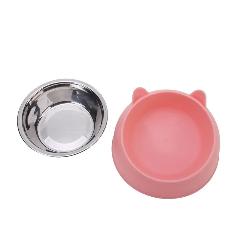 Cat Dog Bowl 15 Degrees Tilted Stainless Steel Cat Bowl Safeguard Neck Puppy Cats Feeder Non-slip Crashworthiness Pet Bowl