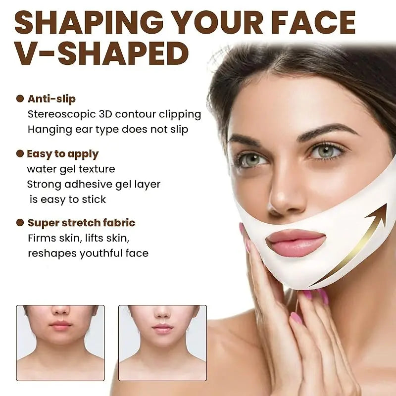 V Shaped Slimming Face Mask 5pcs Double Chin Reducer Strap Chin Contour Firming Tightening Strap Face V Line Lifting Mask