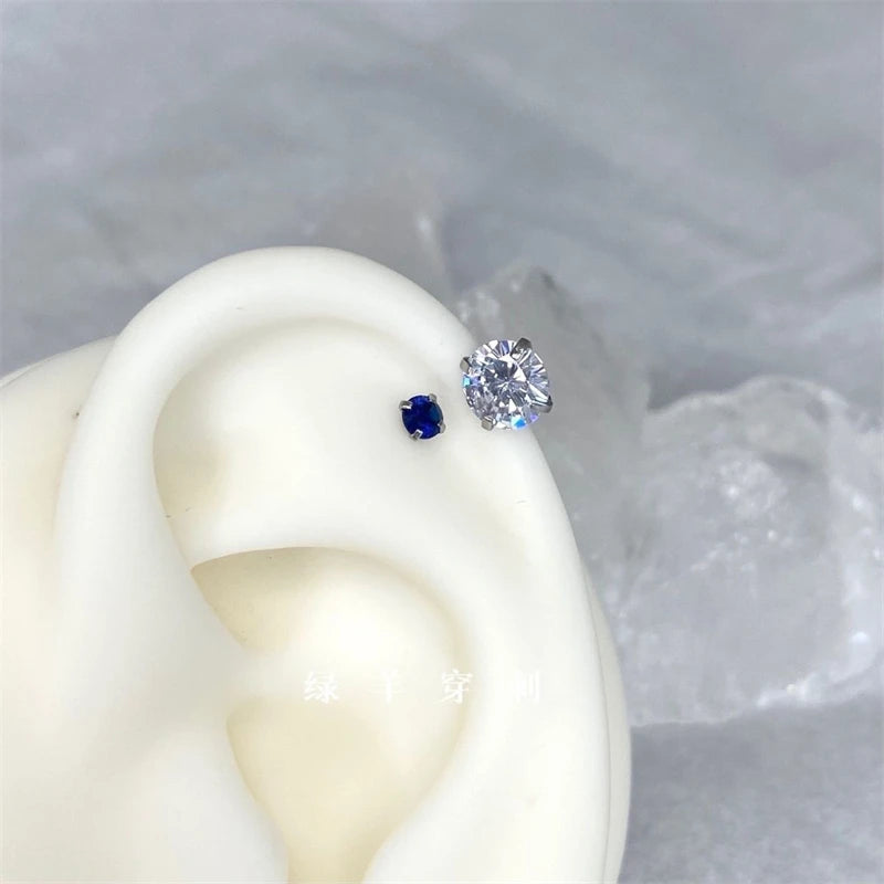 1pcs Shiny 1.2MM Colorful Zircon 316L Stainless Steel Annular Ear Bone Nail Fashion Delicate Earring for Women Y2K Punk Jewelry