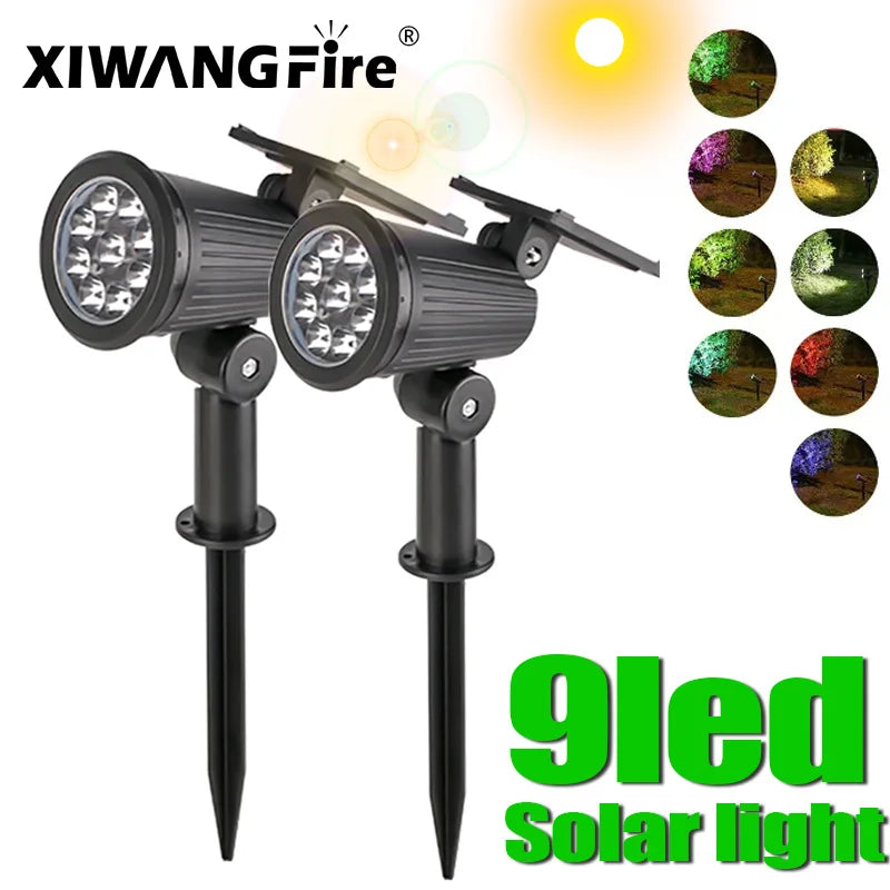 2/9 Led Solar Powered Lamp Adjustable Solar Spotlight In-Ground IP65 Waterproof Landscape Wall Light Outdoor Lighting