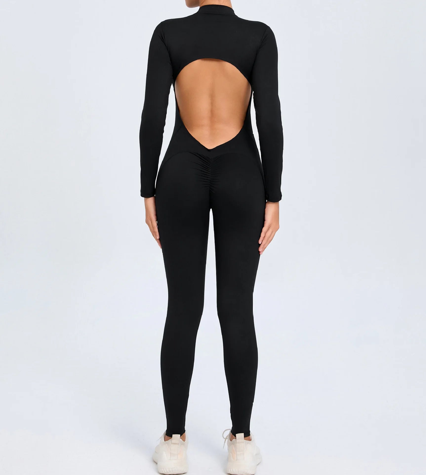 Fashion Hollow Backless Sport Jumpsuit Women's Tracksuit Long Sleeve Zipper Fitness Overalls One Piece Gym Set Workout Clothing