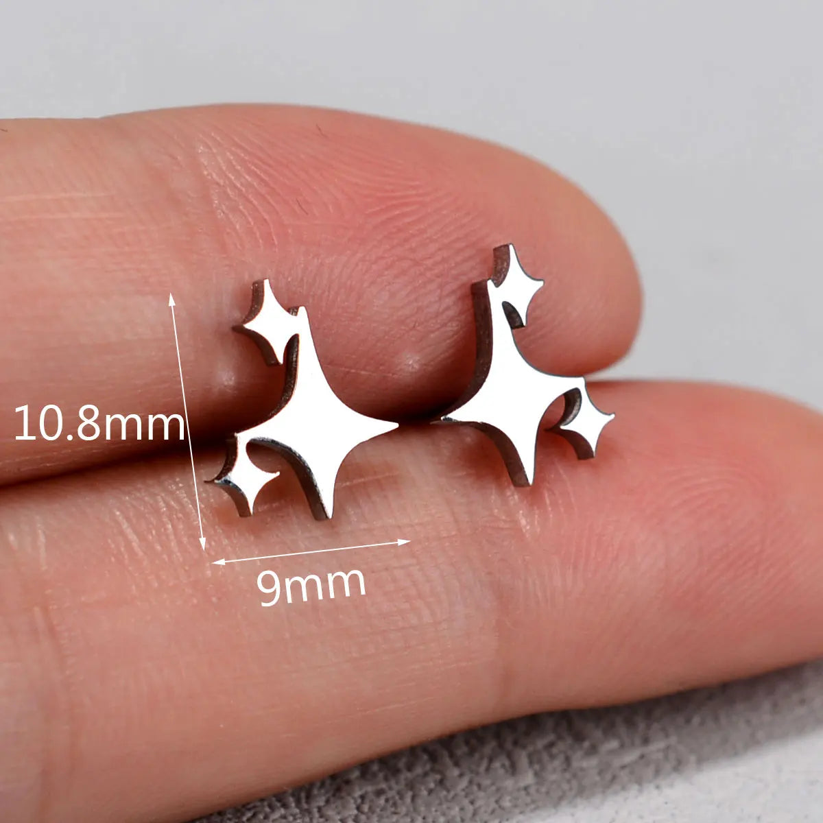 2 Pcs Stainless Steel Small Studs Earring Gold Color Star Moon Butterfly Snake Mini Earring for Women Men Piercing Ear Jewelry