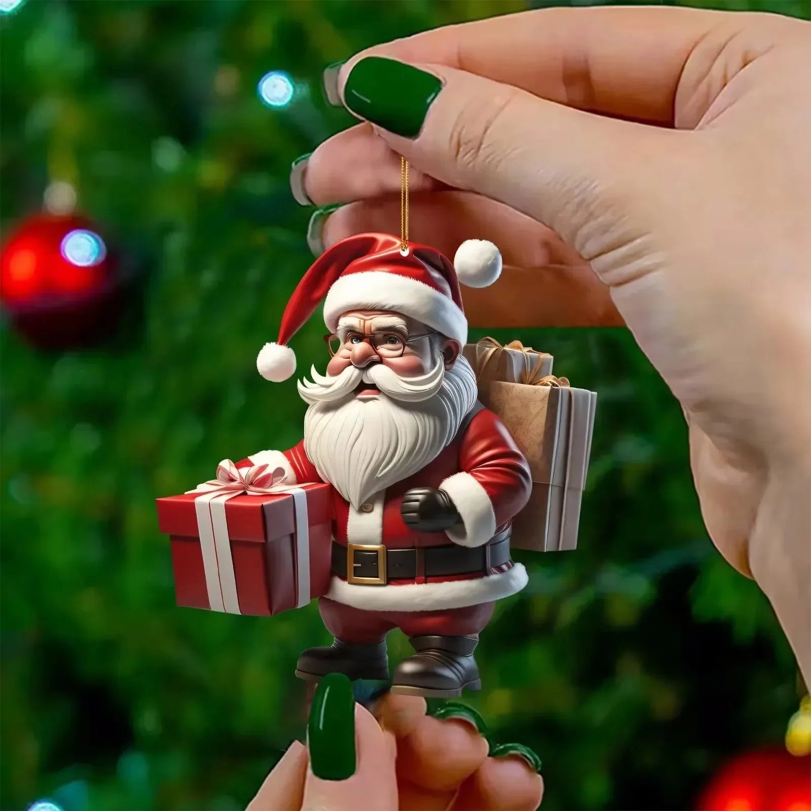 2D Acrylic Flat Christmas Tree Decoration Cartoon Santa Claus Snowman Doll Christmas Ornaments Joy 2025 Noel Party Decor