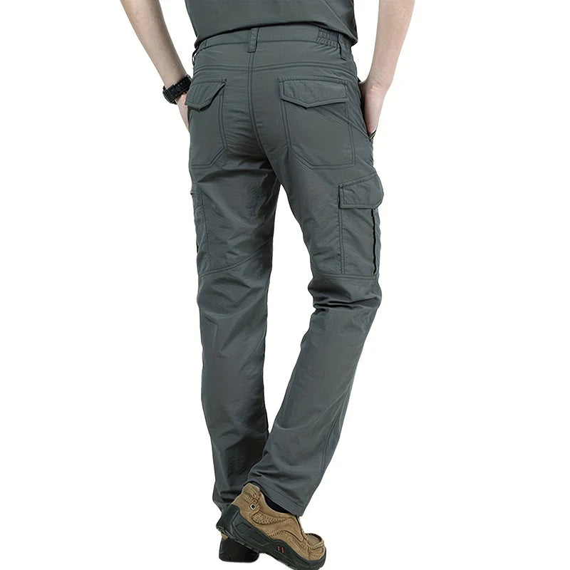 Casual Men Pants Summer Multiple Pockets Cargo Pants Quick Dry Thin Trousers Outdoor Hiking Workout Breathable Long Pant New