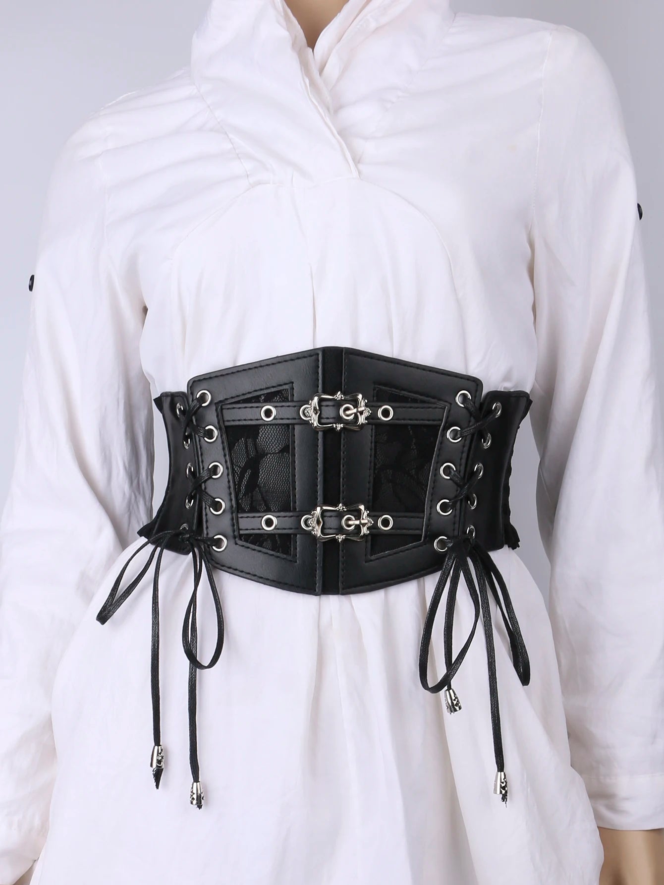 Lace Elastic Retro Pin Buckle Ladies's Cummerbunds Girdle tie rope wide multi-size Belts For Women On Shirt Dress Girdle Corset