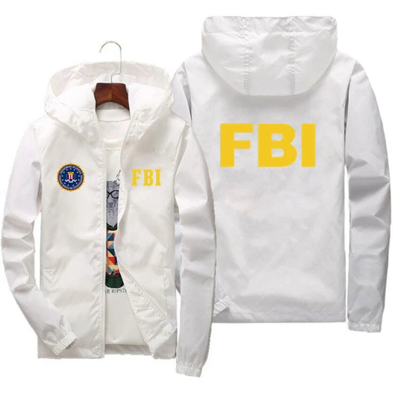 2024 New Men's Jacket High Quality FBI Printed Outdoor Sports Jacket Spring Hooded Windproof Fashion Casual Brand Sports Jacket