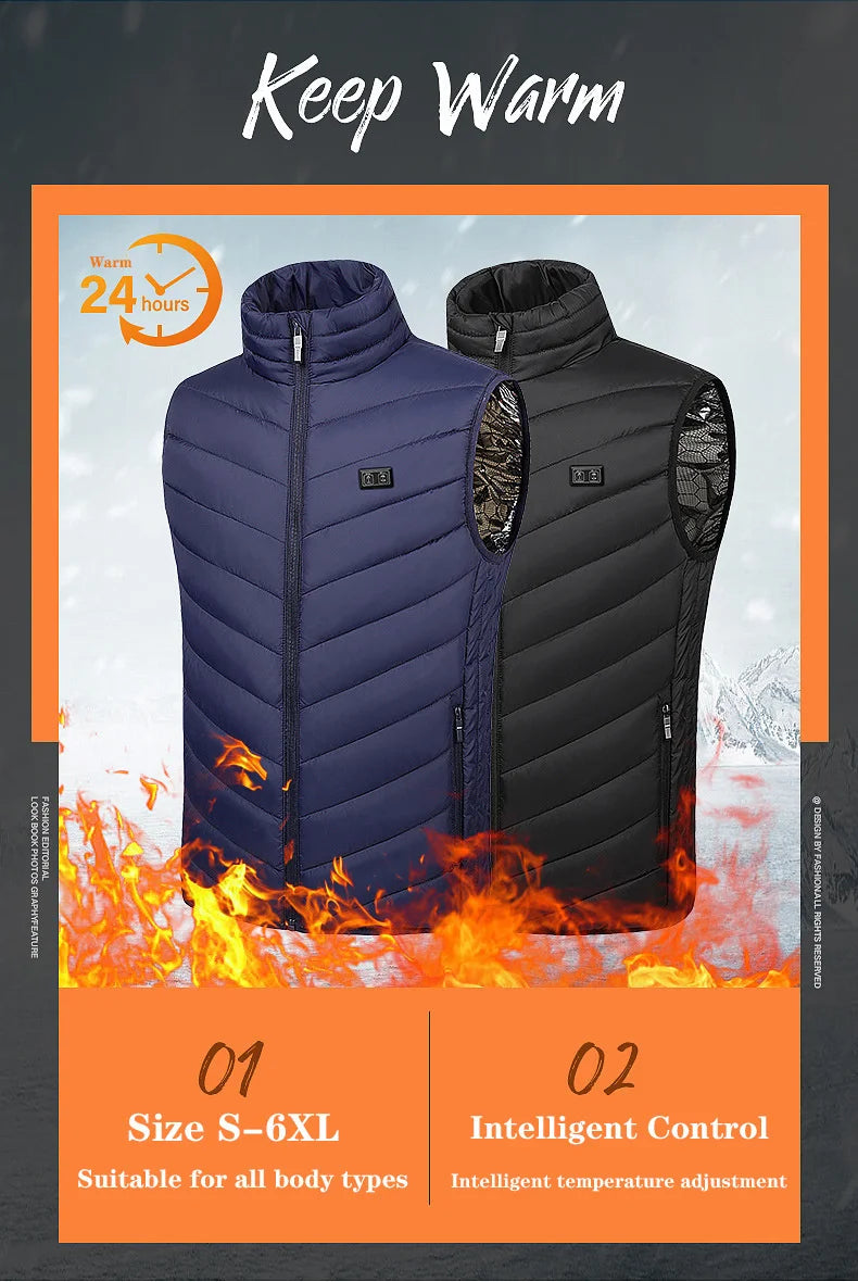 17/13/9 Areas Usb Heated Jacket Men Women Electric Heated Vest Heating Vest Heated Bodywarmer Usb Inner Heat Vest Veste