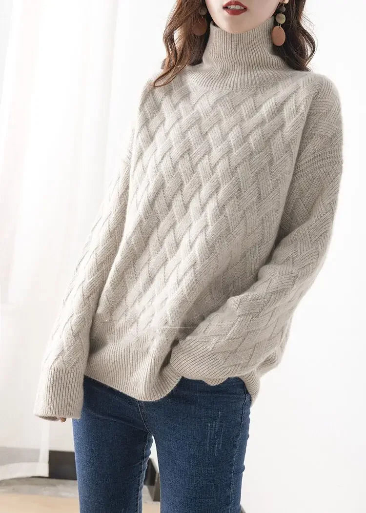 2024 New Women Loose Sweater Winter Casual Chic Cashmere Oversize Thick Sweater Pullovers Pullover Female Long Sleeve