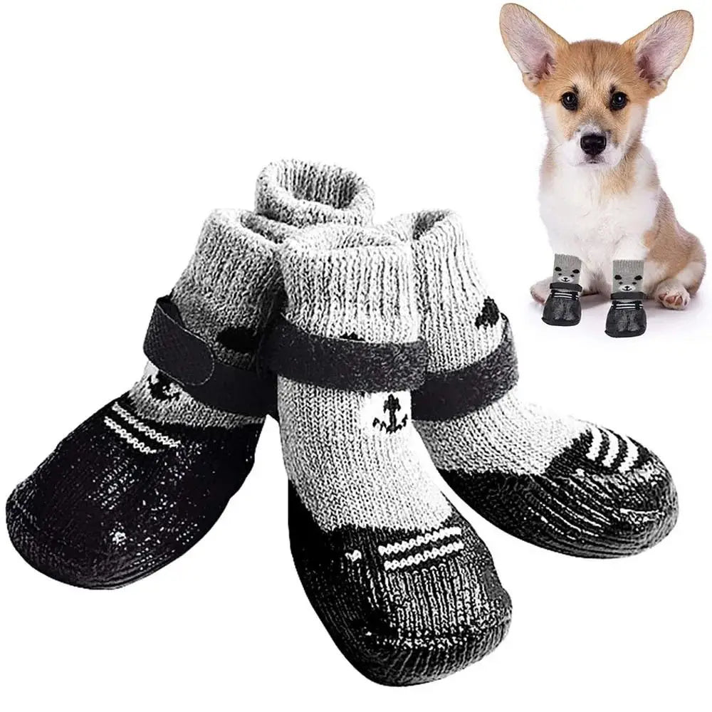 2 Pair Autumn Winter Pet Dog Shoes Socks Waterproof Cats Rubber Socks Non-slip Dog Rain Snow Boots Socks Dogs Knitting Warm Sock