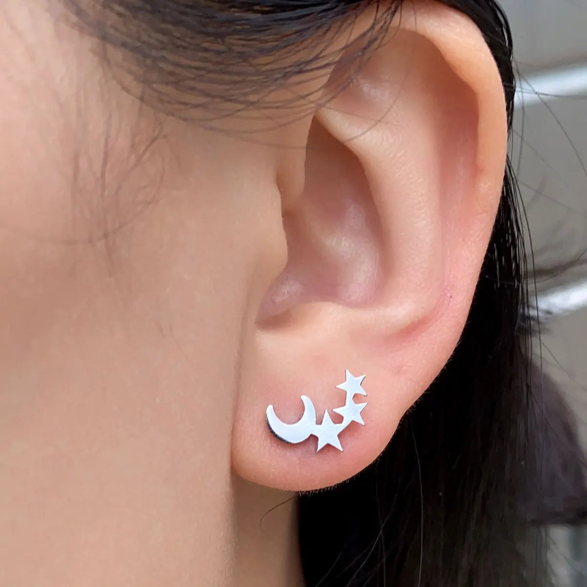 2 Pcs Stainless Steel Small Studs Earring Gold Color Star Moon Butterfly Snake Mini Earring for Women Men Piercing Ear Jewelry