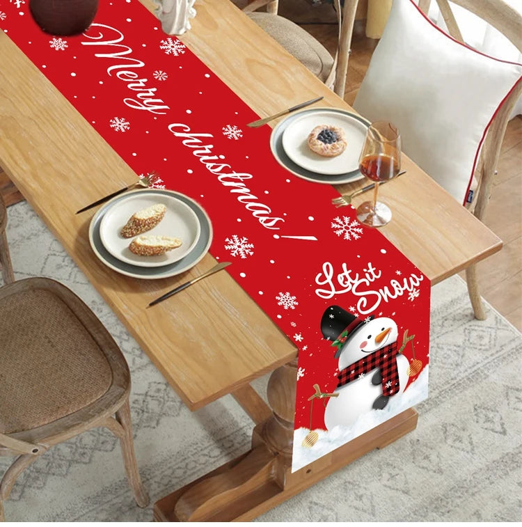 2024 Christmas Table Runners Merry Christmas Decoration for Home Tablecloth Table Cover Xmas Gifts Navidad Noel New Year 2025