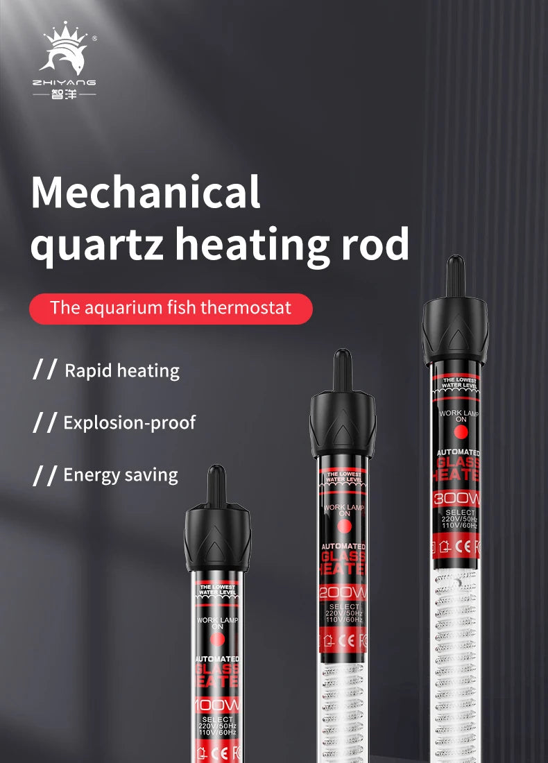 110v-220v Adjustable Temperature Thermostat Heater Rod 25W 50W 100W 200W 300W Submersible Aquarium Fish Tank Water Heat