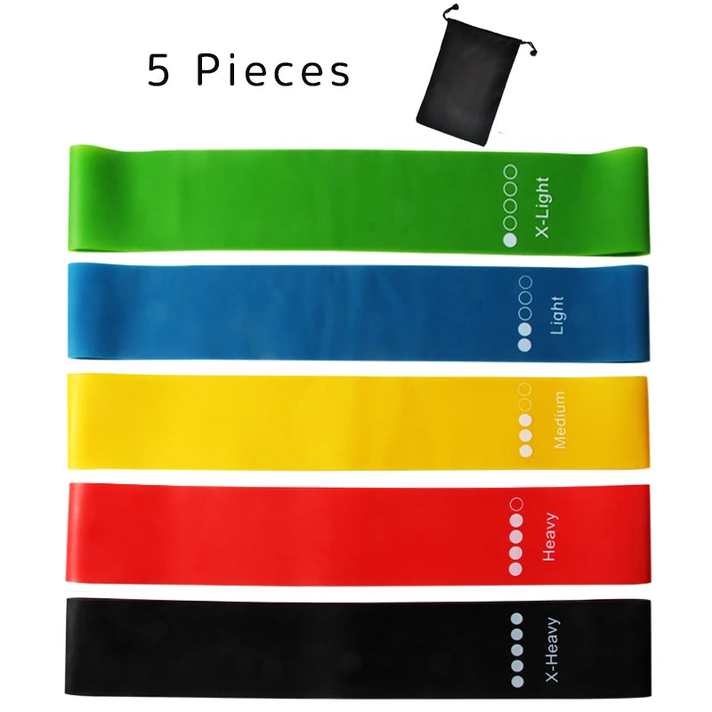 5Pcs/Set Yoga Resistance Rubber Bands Bodybuilding Elastic Bands Pilates Exercise Workout Bands Expander Belt Fitness Equipment