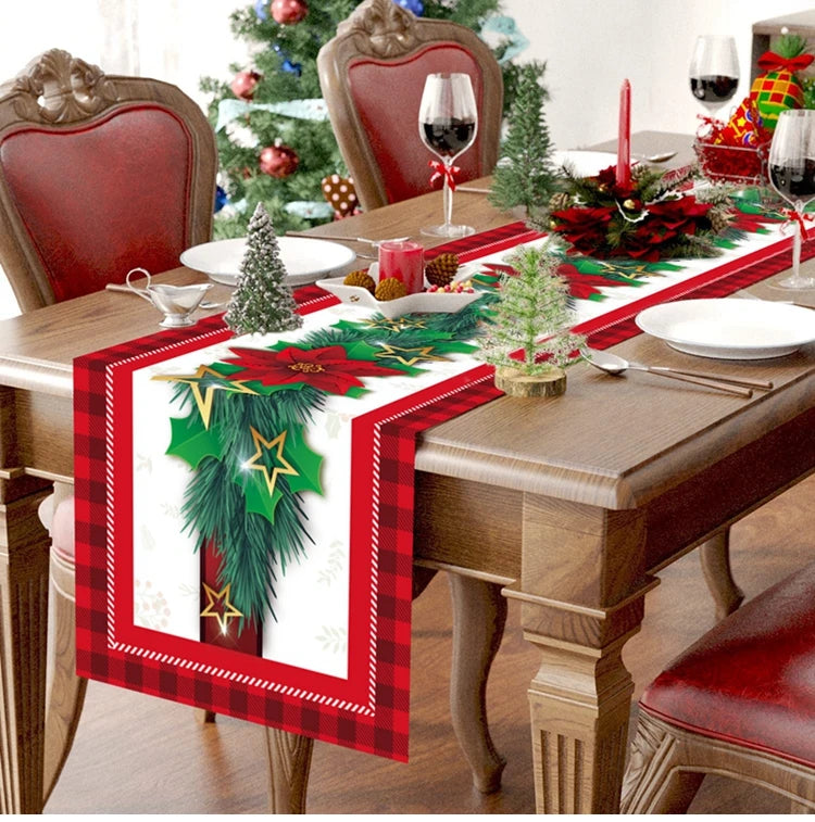 2024 Christmas Table Runners Merry Christmas Decoration for Home Tablecloth Table Cover Xmas Gifts Navidad Noel New Year 2025