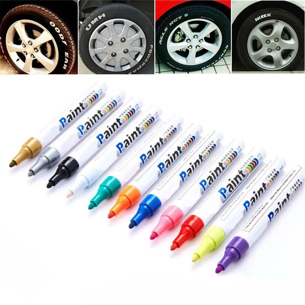 1pcs White Waterproof Cars Wheel Tire Oily Mark Pen Auto Rubber Tyre Paint Pen Cd Metal Permanent Paint Marker Graffiti Touch Up