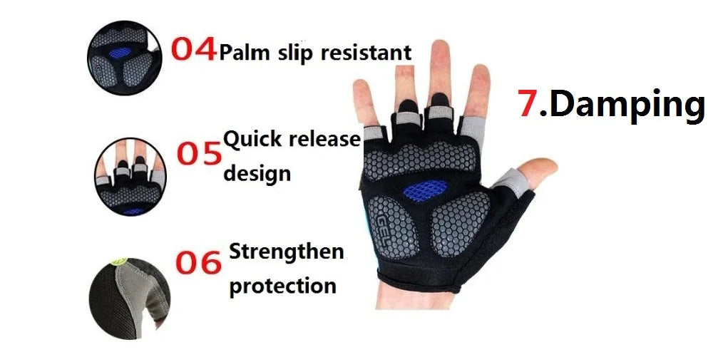 Men Cycling Bicycle Gloves Half Finger Gym Gloves Women Mitten Breathable Anti-slip Glove Fitness Sport Training Gloves