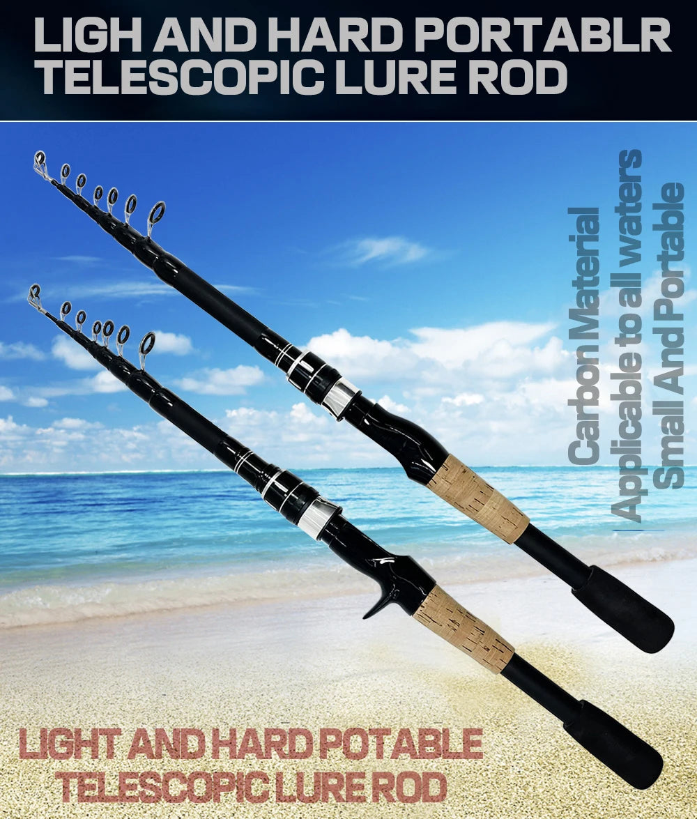 Baitcasting Lure Fishing Rod Spinning Telescopic 8g-25g Wooden Handle Carbon Casting Fishing Tackle Professional Light-weight