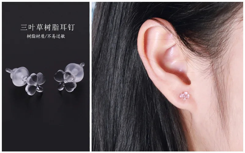 5Pair/set Clear Invisible Plastic Resin Soft Silicone Rubber Stud Earring Base Pins Piercing Retainer Prevent Allergy Jewelry