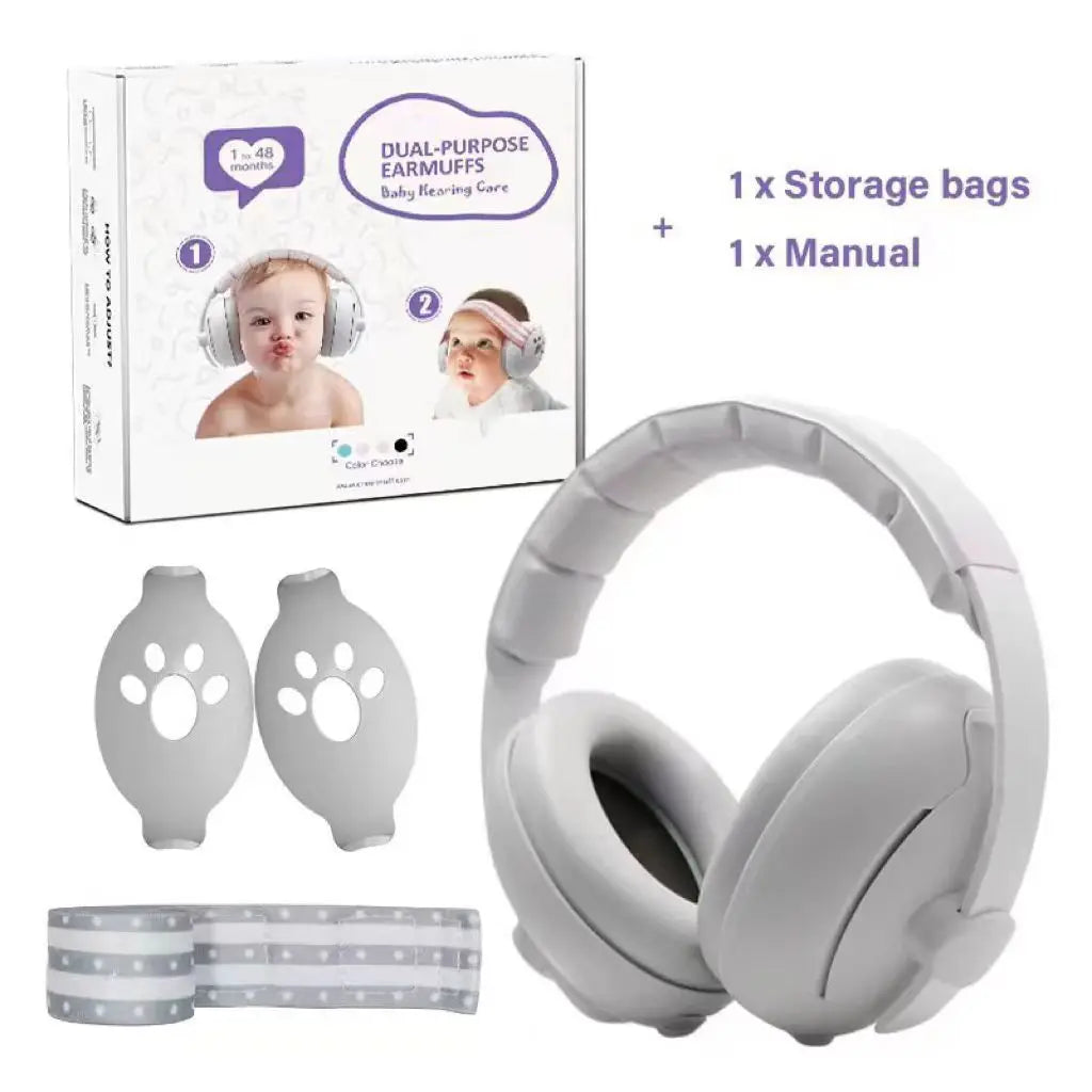 Baby Ear Protection Noise Cancelling Headphones 2-in-1 Convertible Design Noise Reduction Earmuffs for Infant Improves Sleep