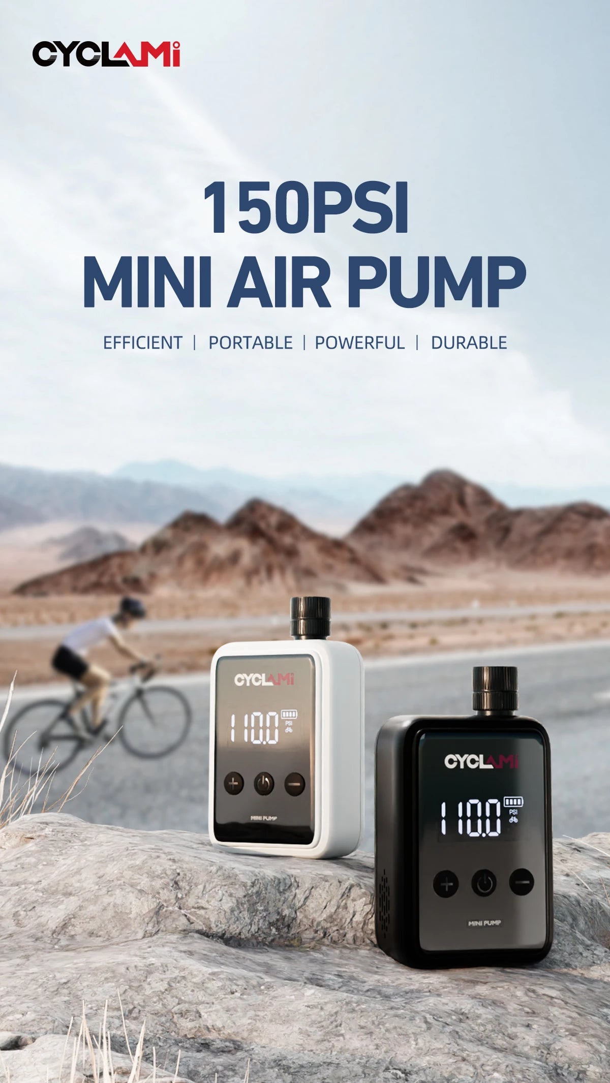 150 PSI Portable Pocket Bike Electric Air Pump MINI Fast Rechargeable Compressor Tire Inflator For Bicycle Digital Gauge Display